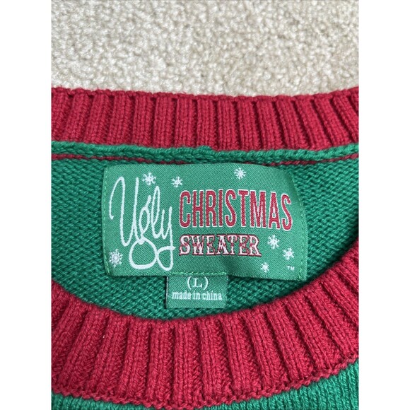 NWOT Ugly‎ Chirstmas Sweater Unisex XL Red Beatles Abbey Road Pullover Holiday - Picture 4 of 9